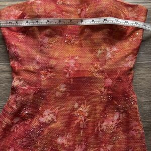 2000s Vintage Strapless Floral Prom Dress